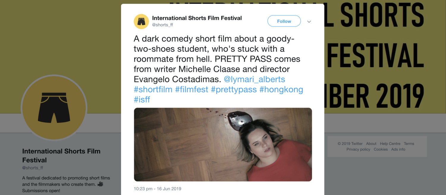 "Pretty Pass" Official Selection at International Shorts Film Festival 2019