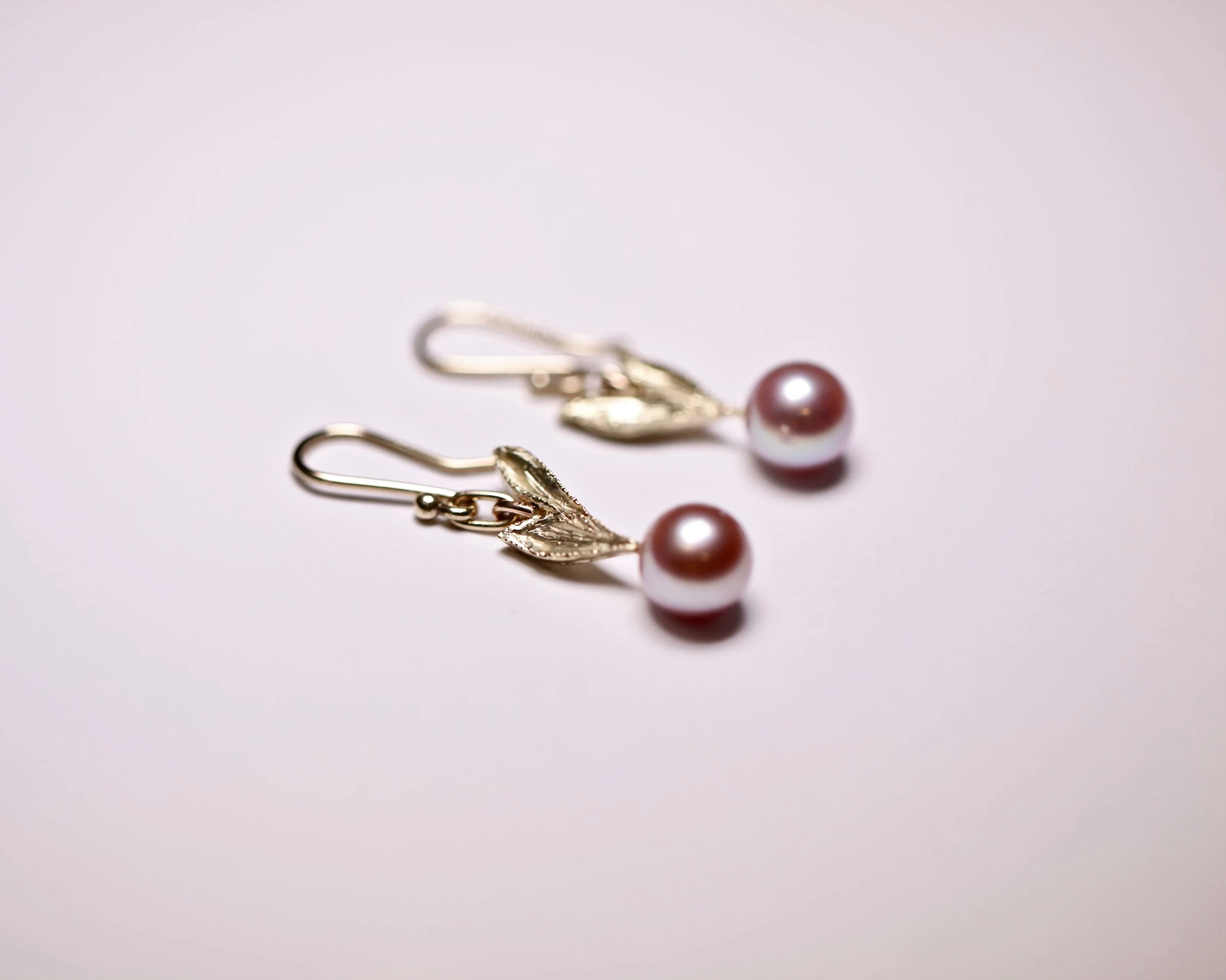 Leaf Pearl Drop Earrings