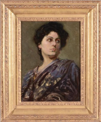 Lot 125, Sir Alfred James Munnings, P.R.A., R.W.S. (British 1878-1959) A Gypsy Queen, Oil on canvas, 40 x 30cm Est. £8,000-12,000