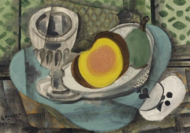 Georges Braque (1882-1963) Les deux as signed and dated 'G Braque 29' (lower left) oil on canvas 9 5/8 x 13 3/4 in. (24.3 x 35 cm.) Painted in 1929 Estimate GBP 300,000 - GBP 400,000
