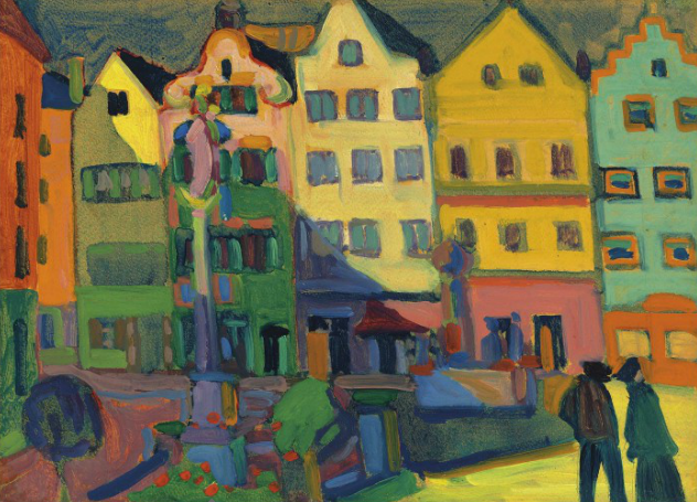 Wassily Kandinsky (1866-1944) Weilheim-Marienplatz oil on board 13 x 17 5/8 in. (33 x 44.7 cm.) Painted in 1909 Estimate GBP 3,500,000 - GBP 5,500,000
