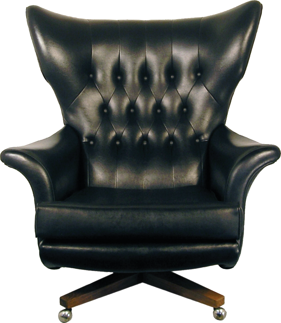 ABOVE: In the early 1960s G-Plan introduced a large, rounded swivel armchair with wings. It was available in several fabrics, but the buttoned black vinyl version became a classic. They proudly claimed it was 'the most comfortable chair in the world'.