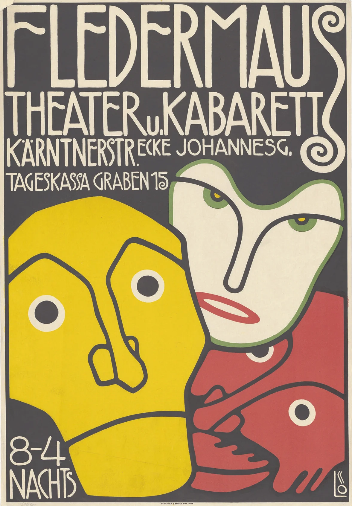 Bertold Löffler - Poster for the Cabaret Fledermaus, 1907 ©The Albertina Museum, Vienna