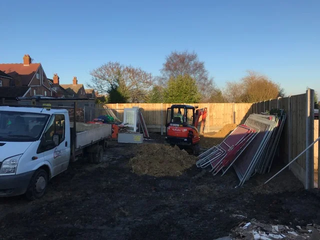This photograph shows the first strip of foundation being dug, nothing special as of yet but watch out for more posts on progress. 