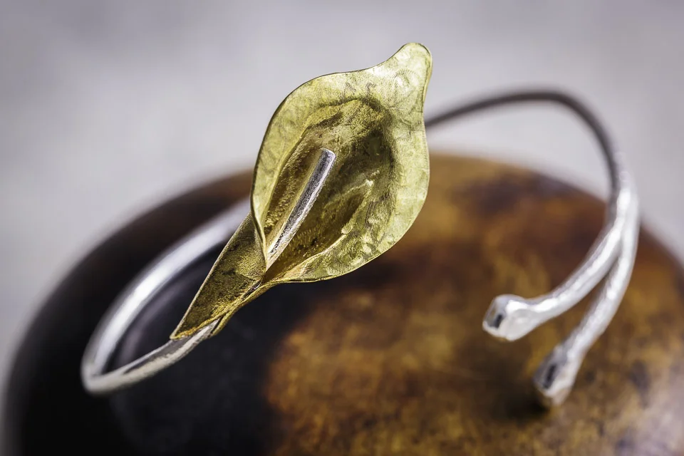 Calla Lily Silver & Brass Bangle