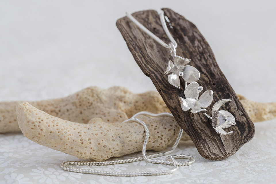 Triple Fuchsia Silver Pendant