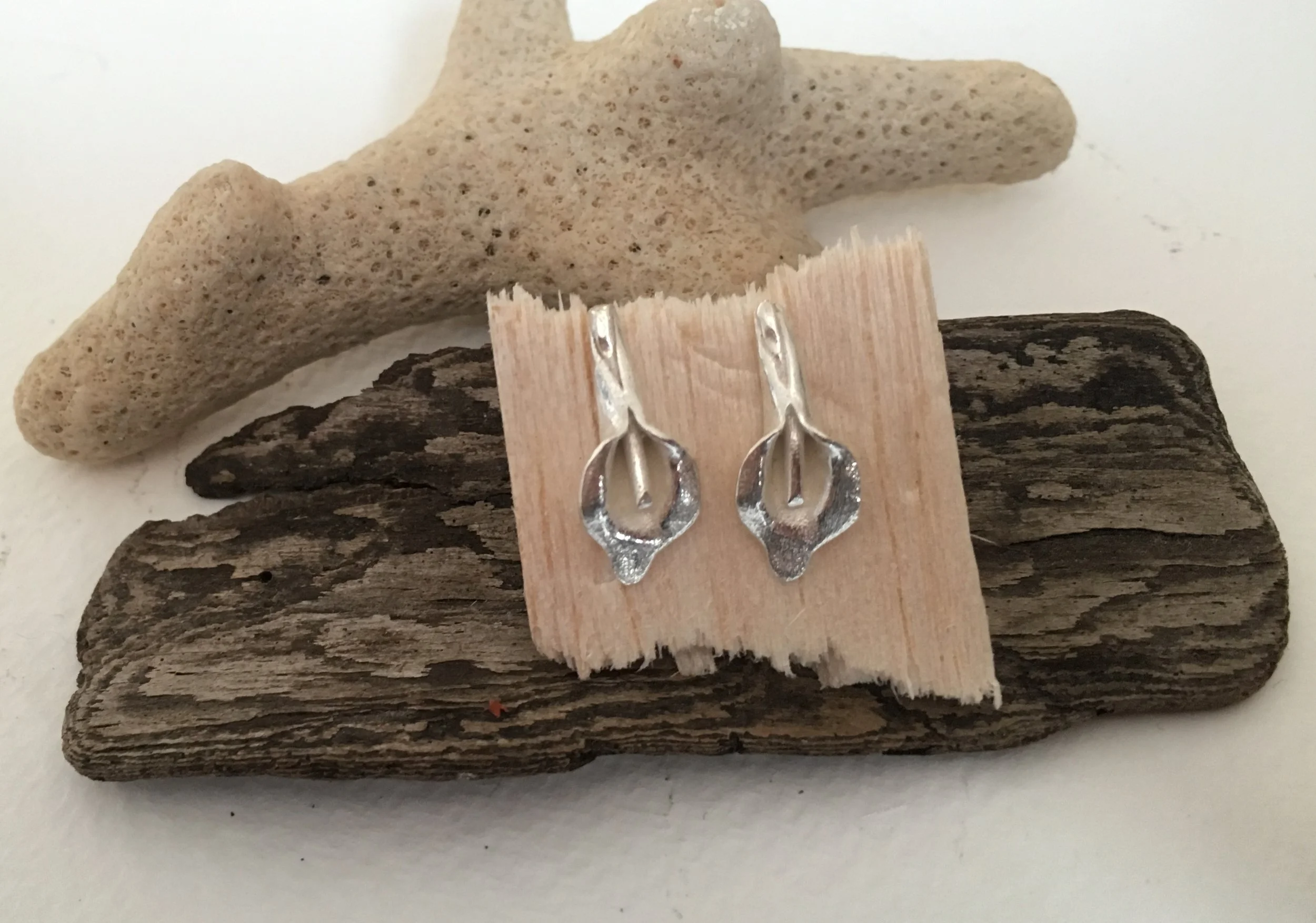 Baby Calla Lily Single Silver Earrings