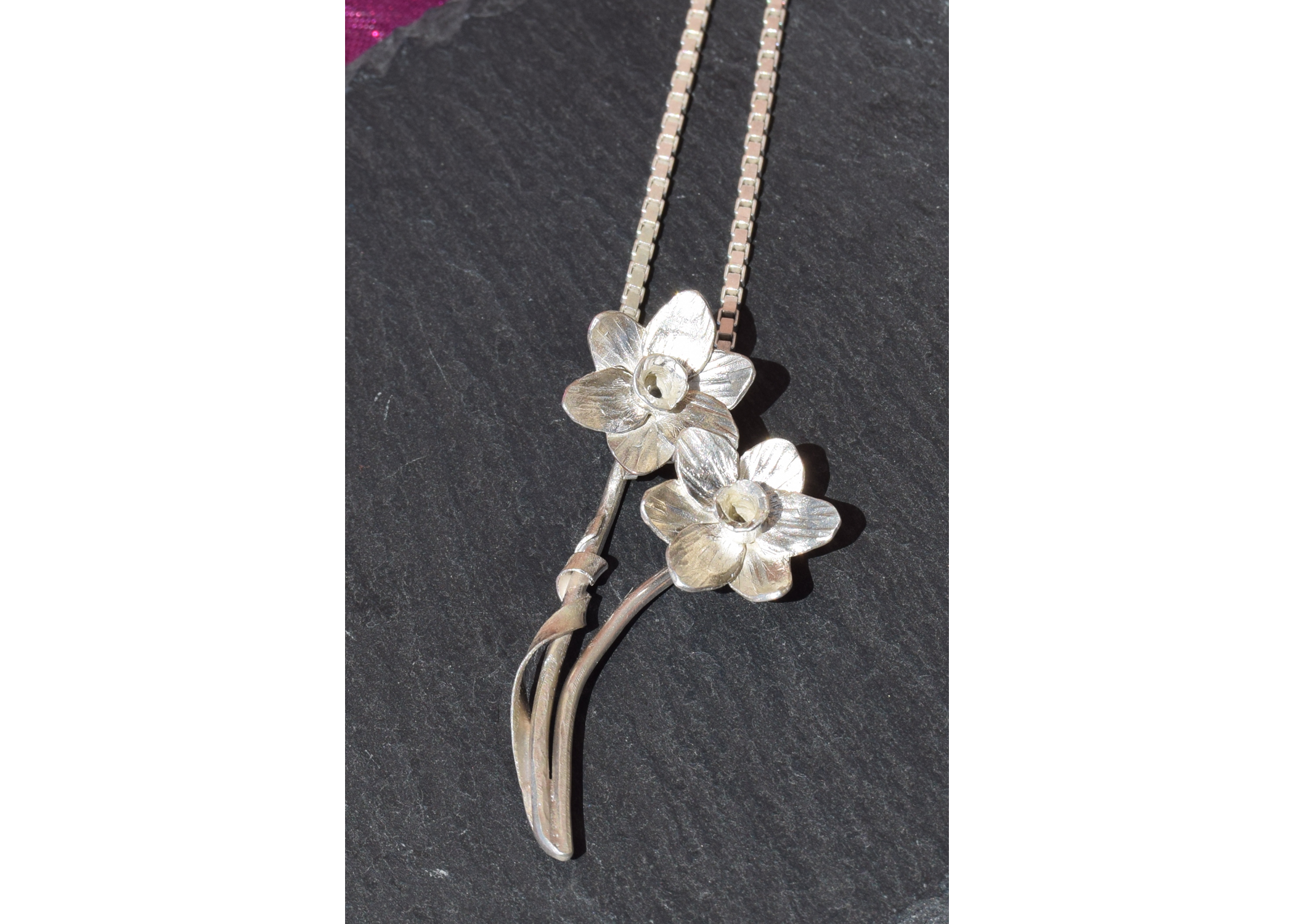 Silver Daffodil Necklace