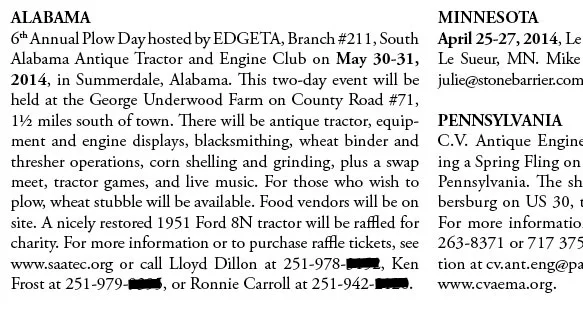 Coming events sample ad