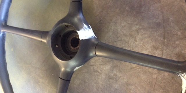 Filler has been applied to cracks in both the hub and rim. Photo by Dale Fye