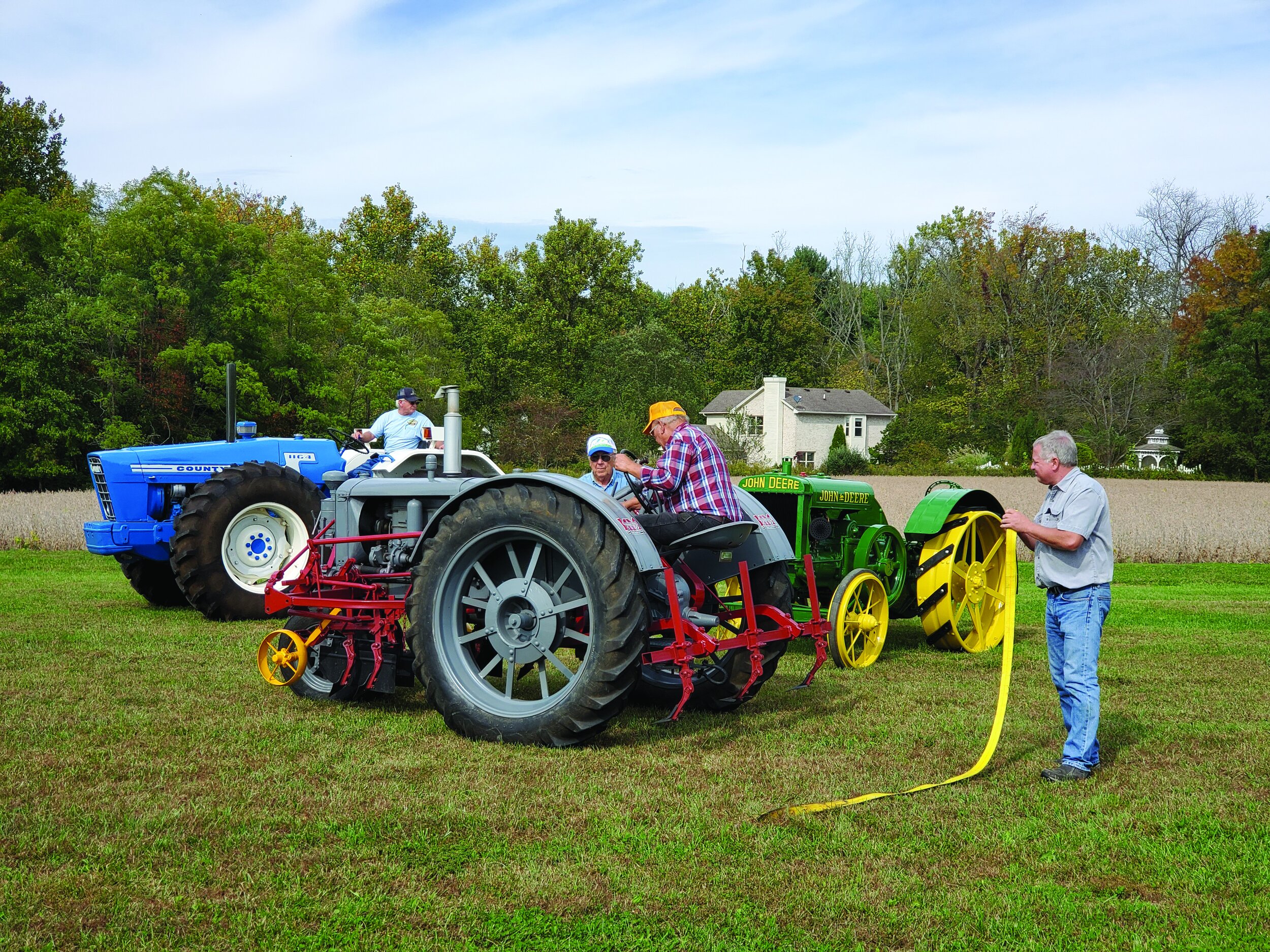  Setting up the tractors was a community affair. 