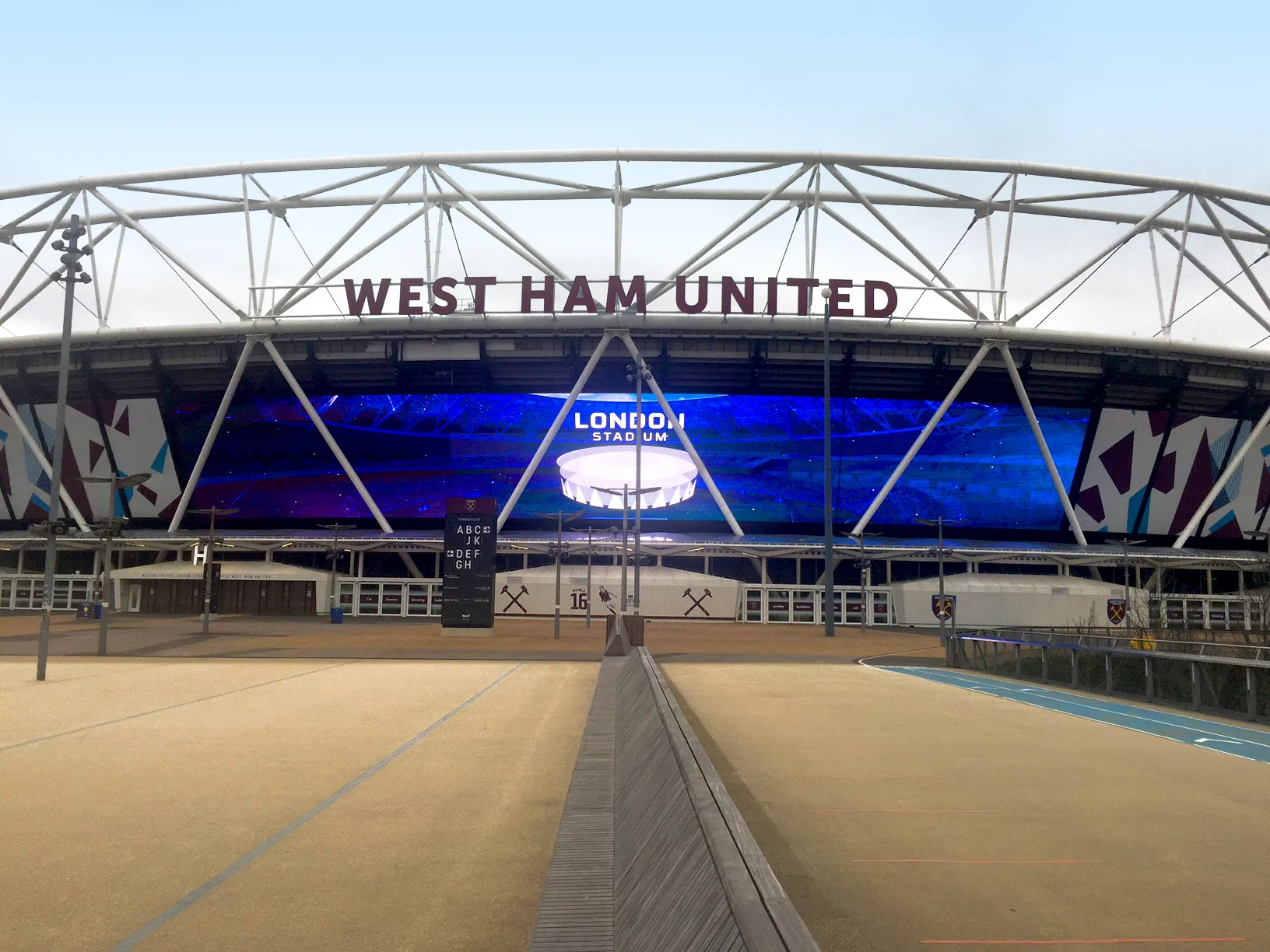 London Stadium external digital wrap — OMM Technology Experts in LED