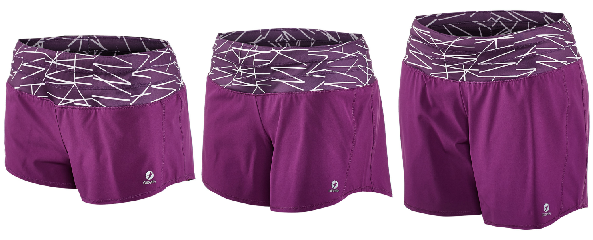 The Oiselle Roga shorts come in several lengths, from left to right: Mac Roga, Roga, Long Roga 