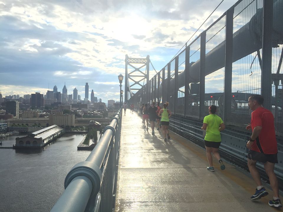 Don’t let this view deceive you! The Ben Franklin Bridge is a great place to get in hill work!