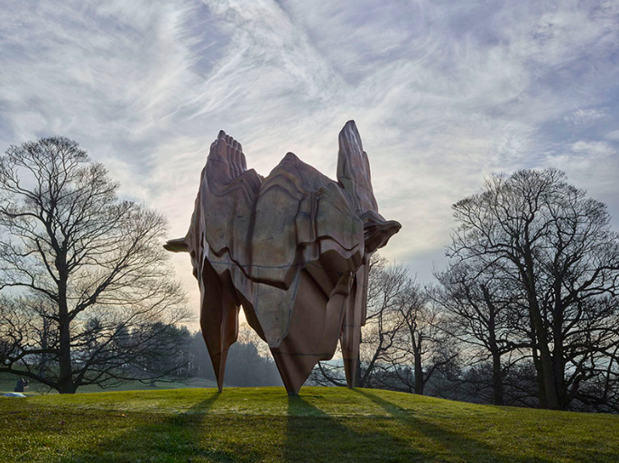 The 16-foot-tall (4.9 m) Caldera , by leading British sculptor Tony Cragg, at Yorkshire Sculpture Park. The venue’s indoor gallery recently hosted the biggest UK exhibition of his work to date. Tony Cragg, Caldera , 2008. Bronze, 480 x 372 x 342cm. Courtesy the artist and Yorkshire Sculpture Park. Photograph: Michael Richter.