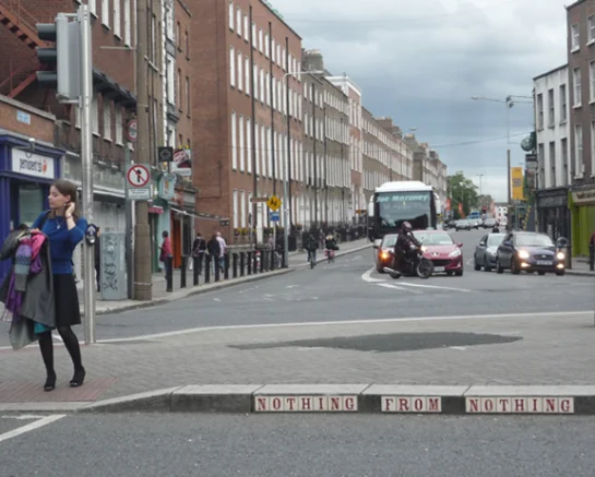 Katie Holten On the Nature of Things (Nothing from Nothing), 2011. Ceramic tiles on the streets of Dublin, Ireland. Public Artwork for Dublin Contemporary 2011.