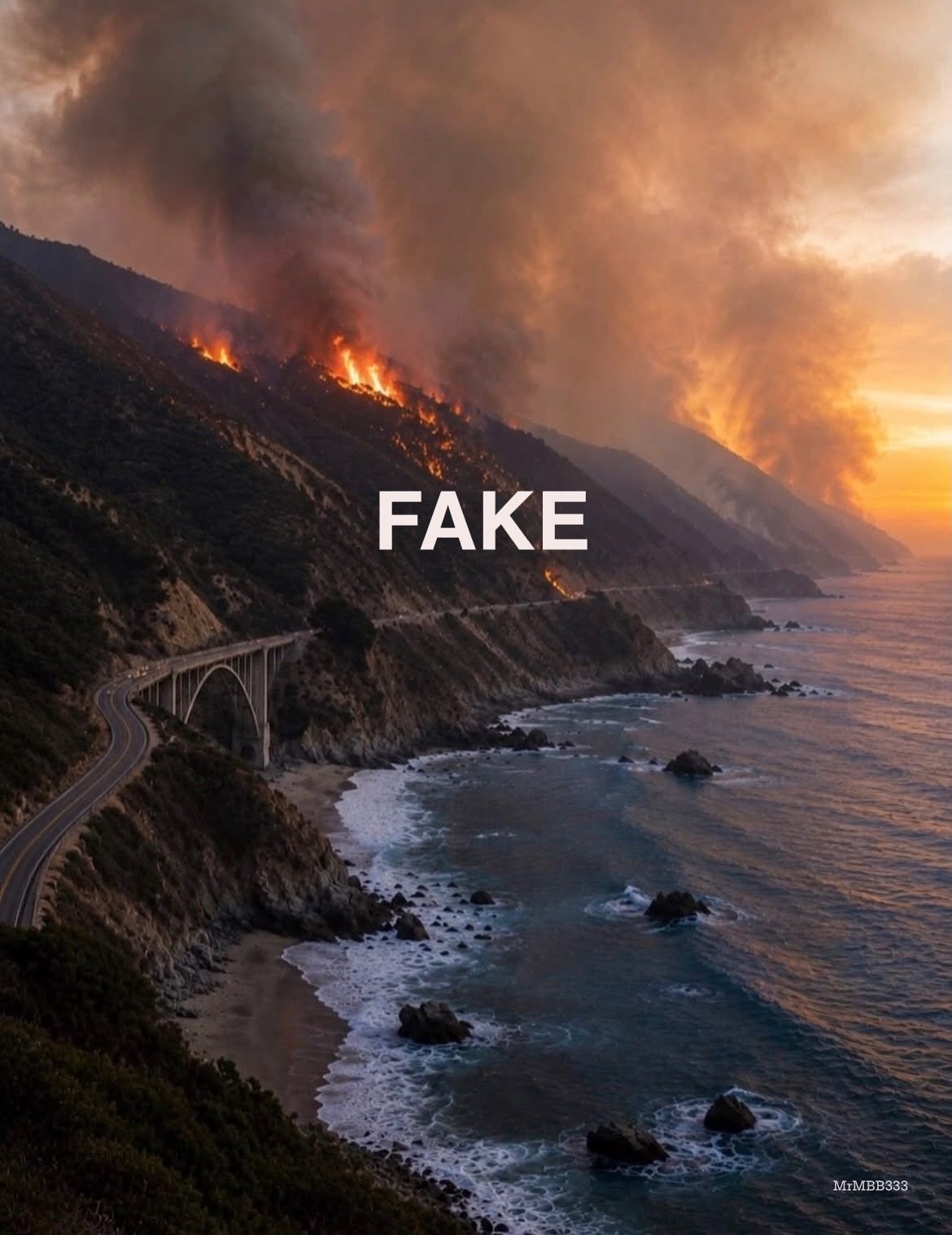 Warning! The Climate Emergency is real! This image is fake! &ldquo;Likely created by AI&rdquo; according to an image detector. The info and sentiment in my last post are real. Big Sur is burning and my heart is breaking. 💔

Thank you to the people w