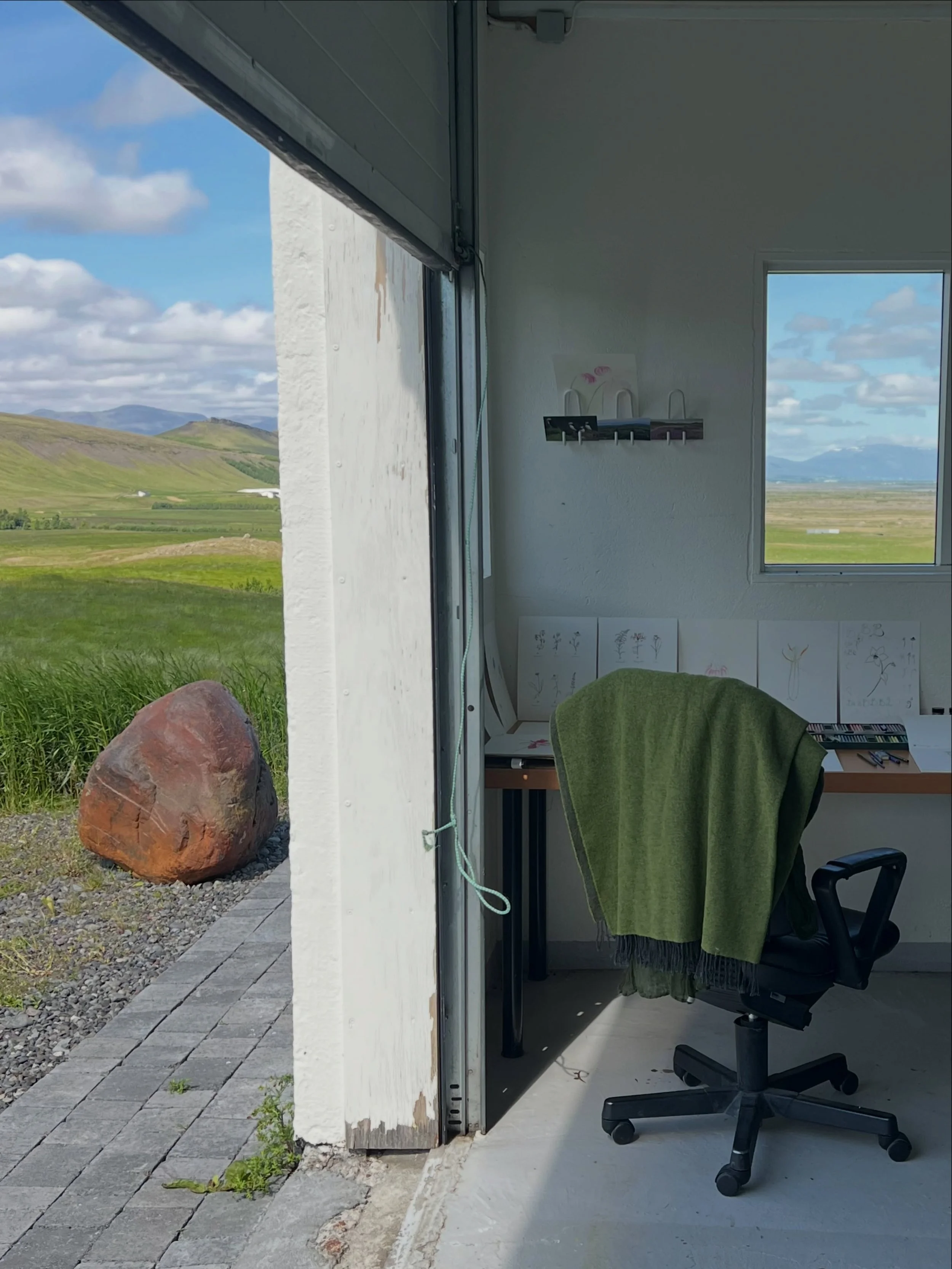 Studio view! Grateful to have a residency in this magical place. WhenI was little I wanted to visit Iceland- I thought it would be the very first place I ever visited after leaving Ireland, only took 50 years! Every second feels like a dream. I keep 