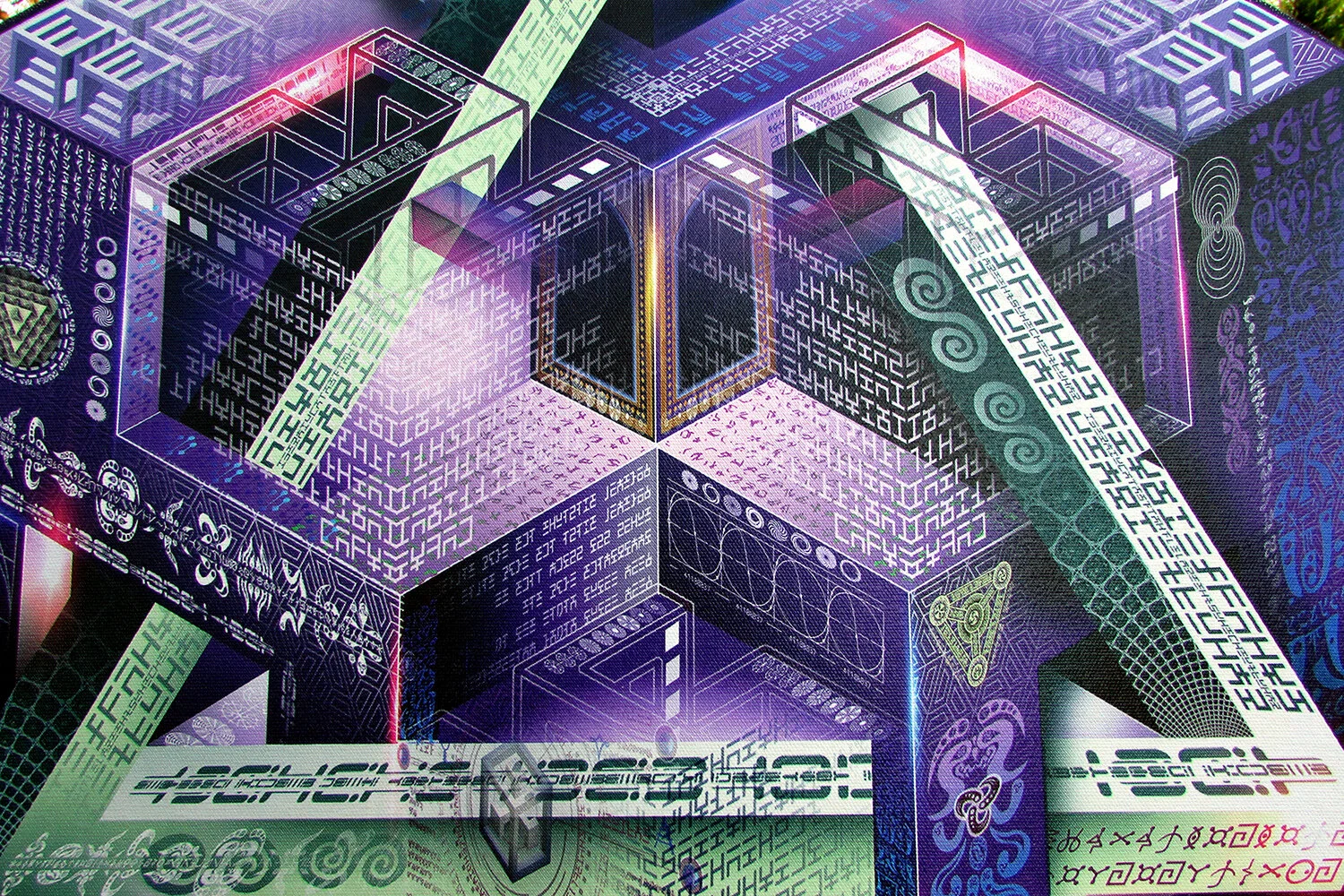 Hexagonal Stretched Canvas Print of "Translinguistic Equation" - Limited Edition