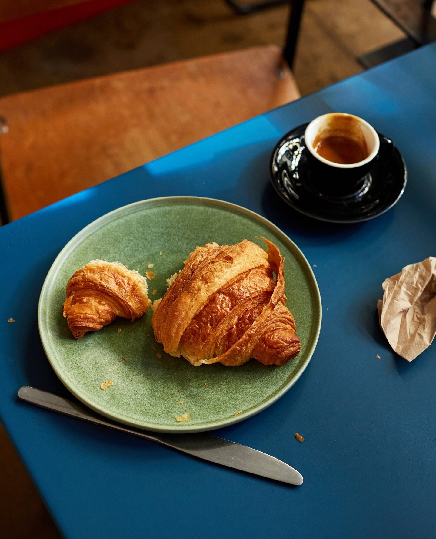 Double trouble. ⁠
⁠
If you can resist the croissant and espresso combo then you're quite simply a hero (we certainly can't ever say no!)⁠
⁠
They're buttery and crumbly, and they're in-store ready for you this morning. Oooh, and if you're vegan? There