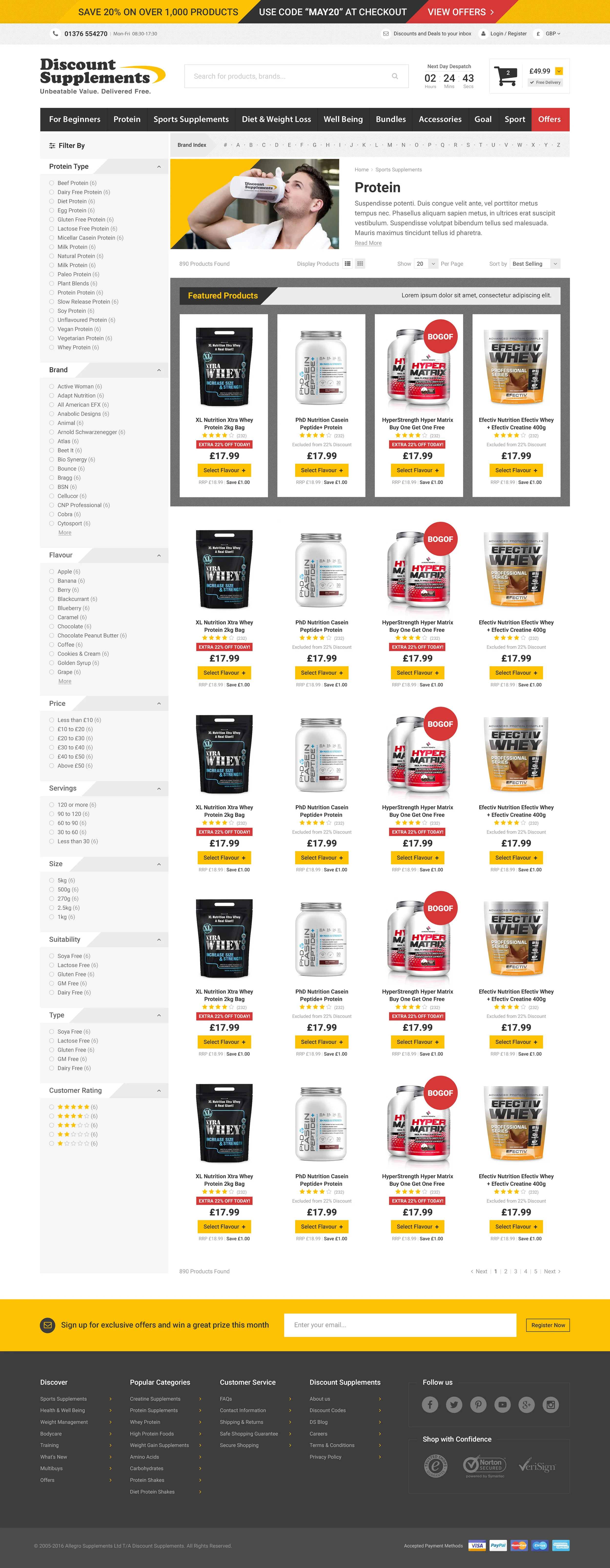 Discount Supplements Category Page Design