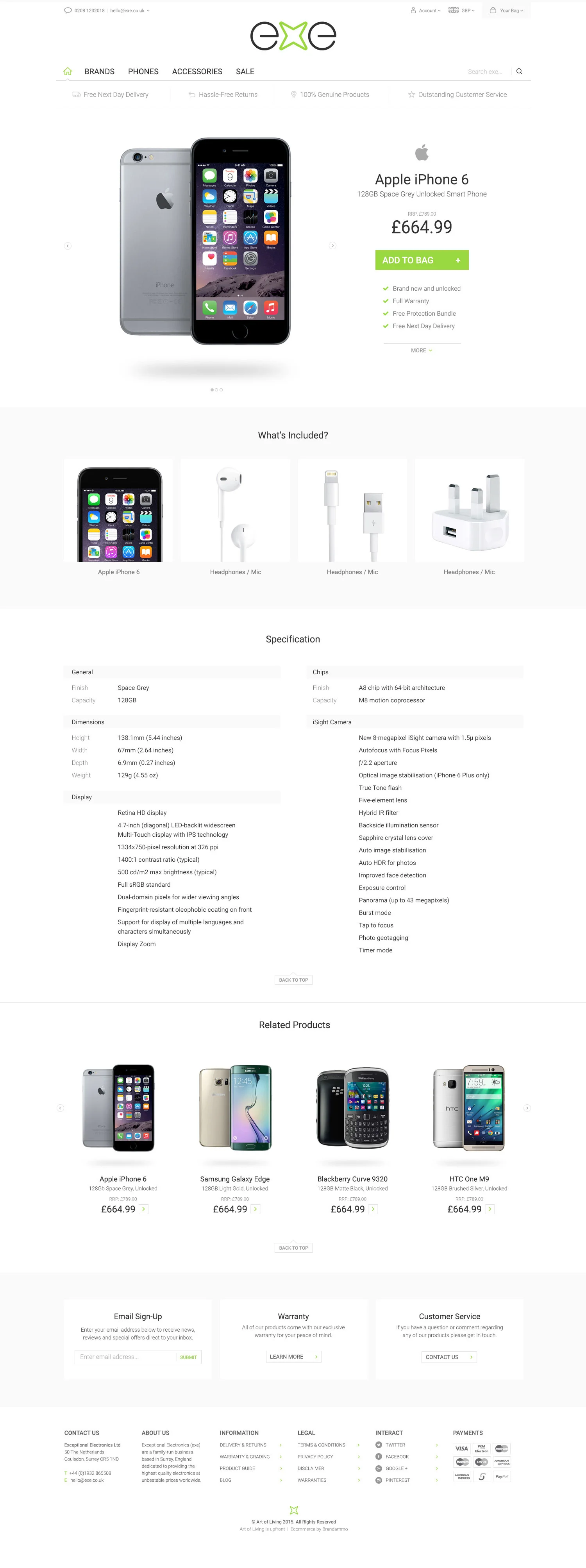EXE E-commerce Website Product Page