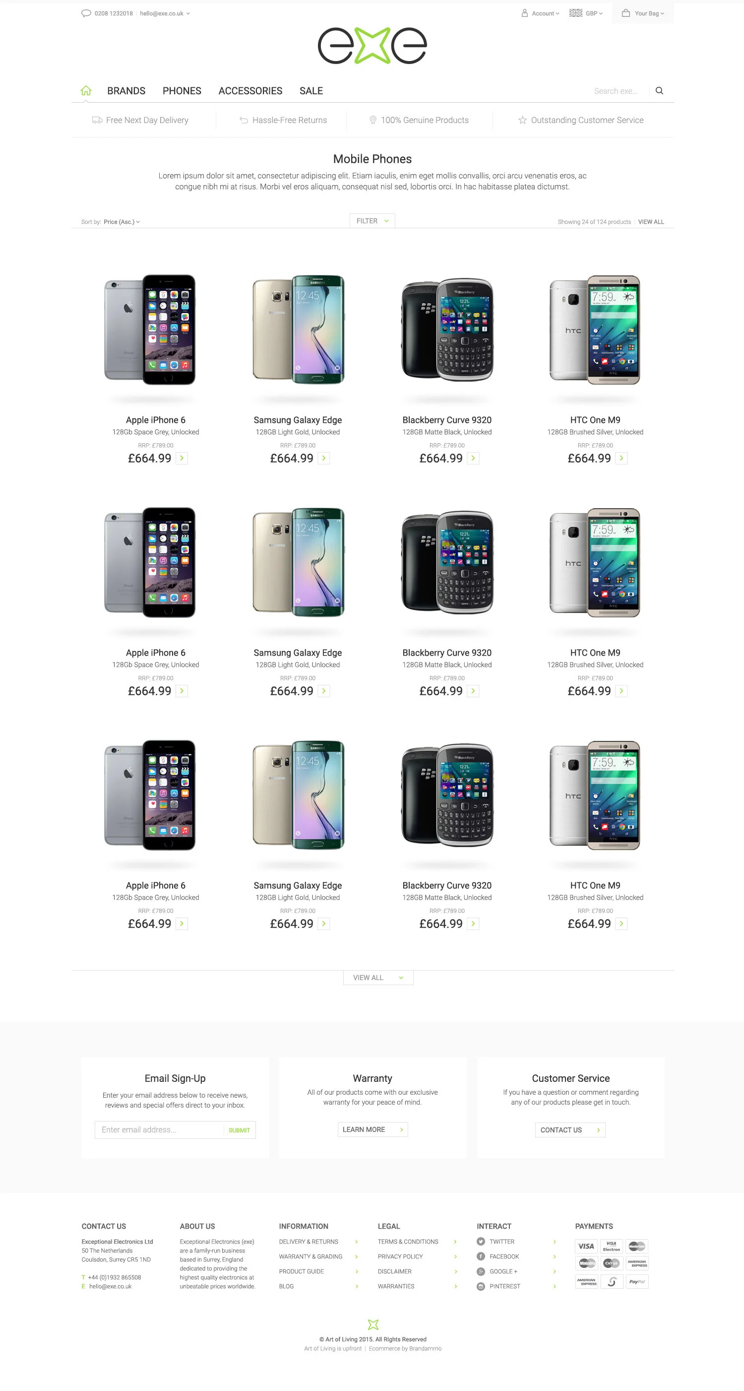 EXE Category Page Website Design