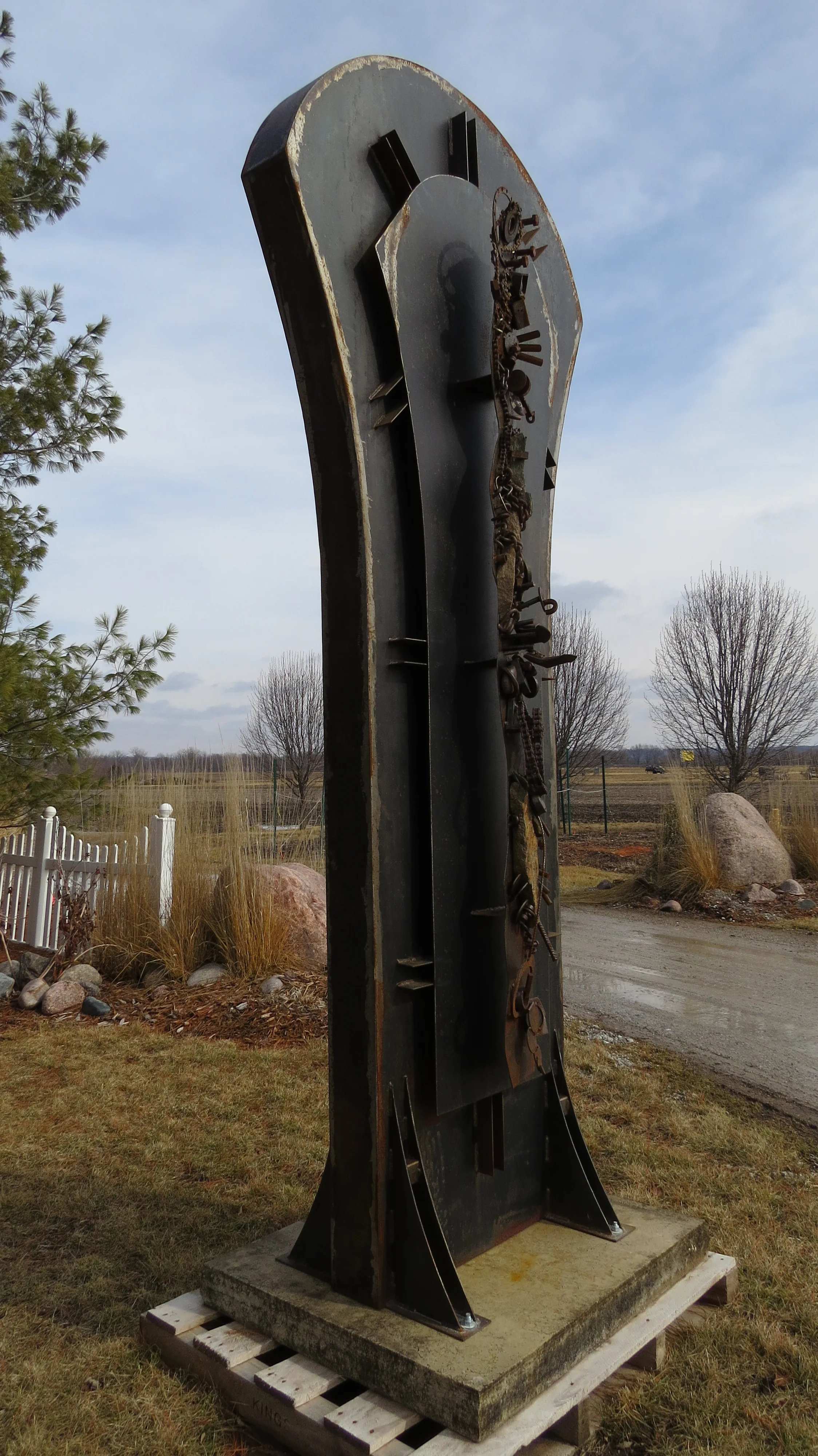 Angle view of metal sculpture