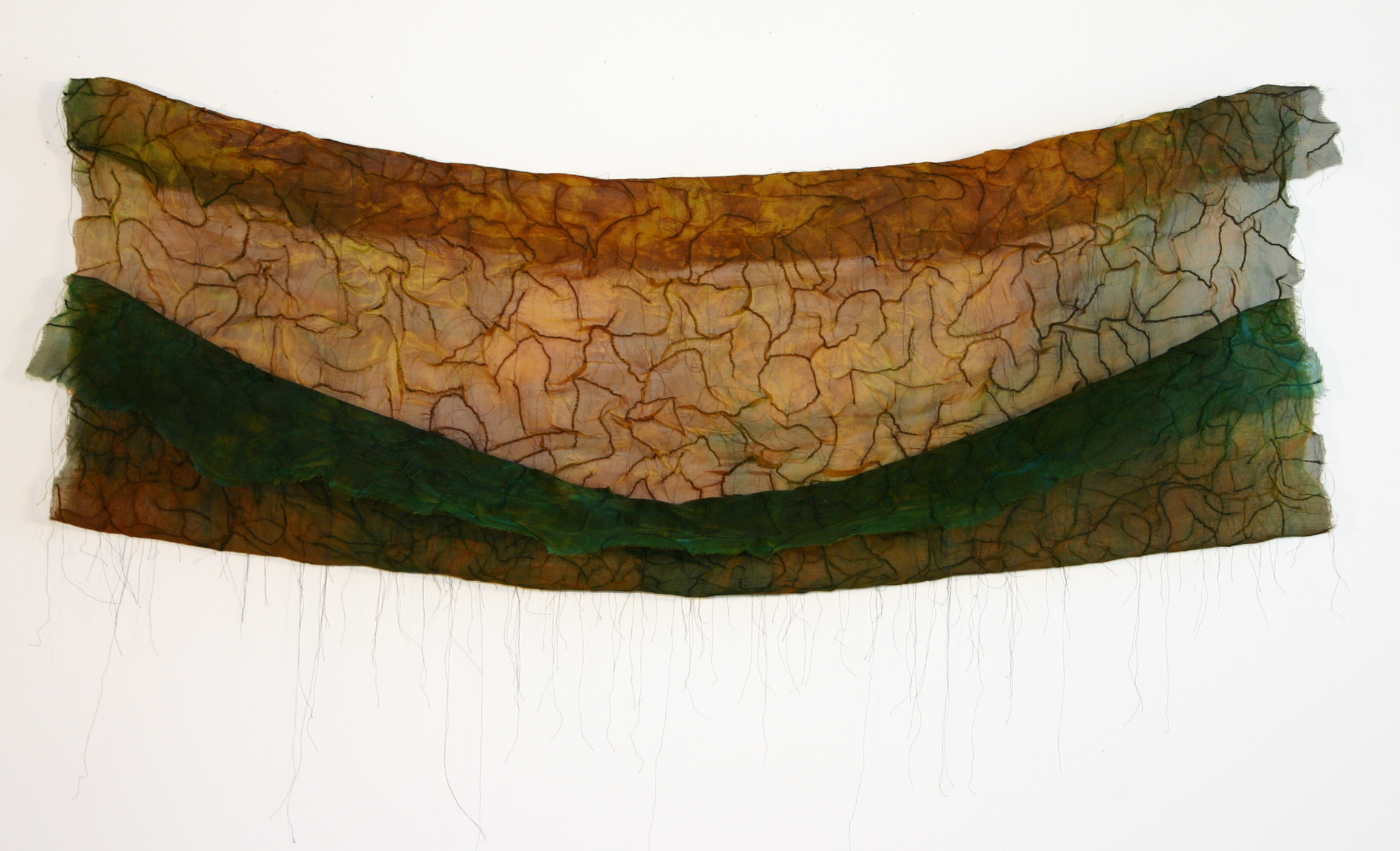   The Field is Sown   Silk, dye, thread 30" x 48" 2010 