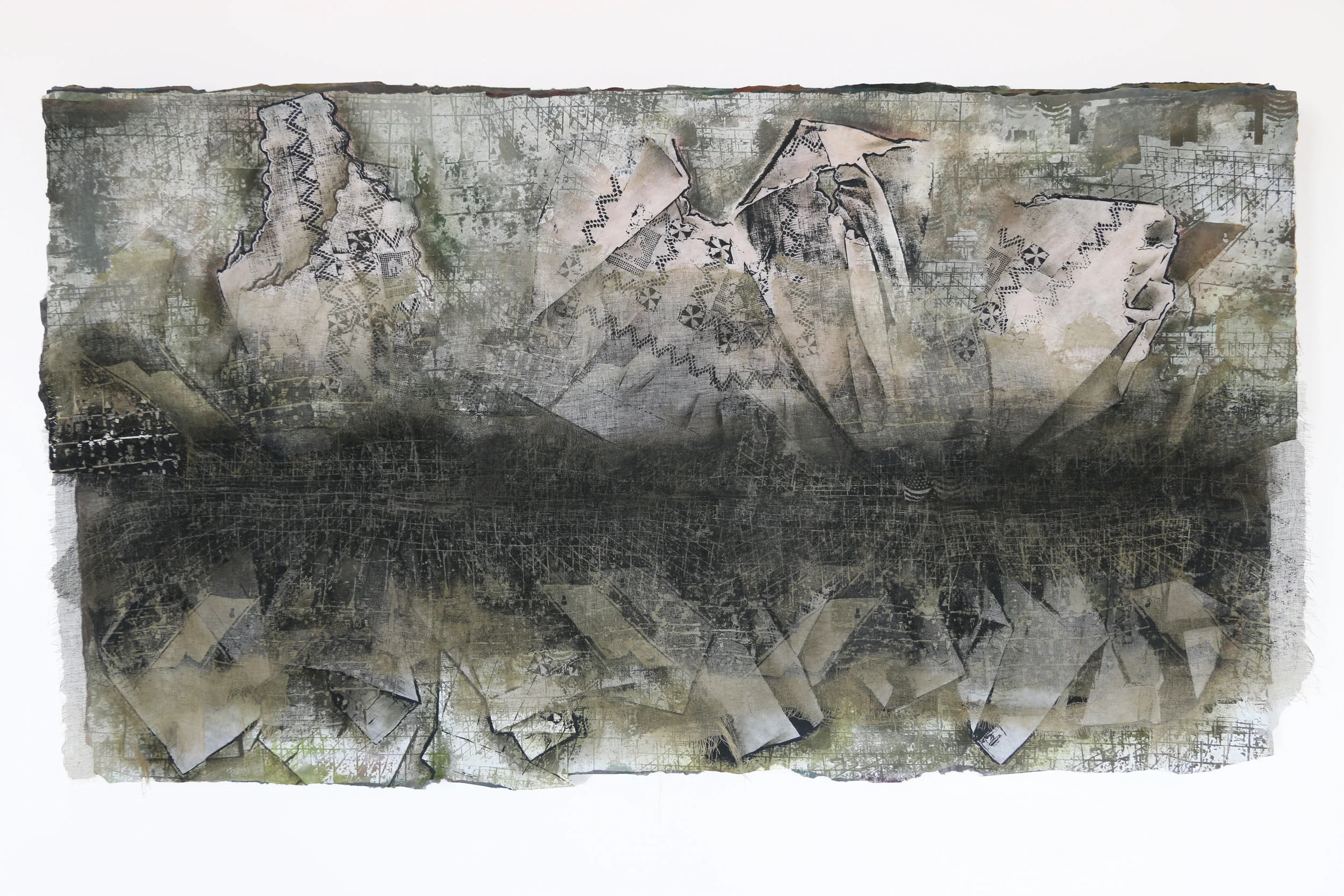 Passageways, Passageways—Anatomy of an Heirloom cotton, silk, nylon, synthetic fiber, pigment, thread 30" x 53" x 5" 1993