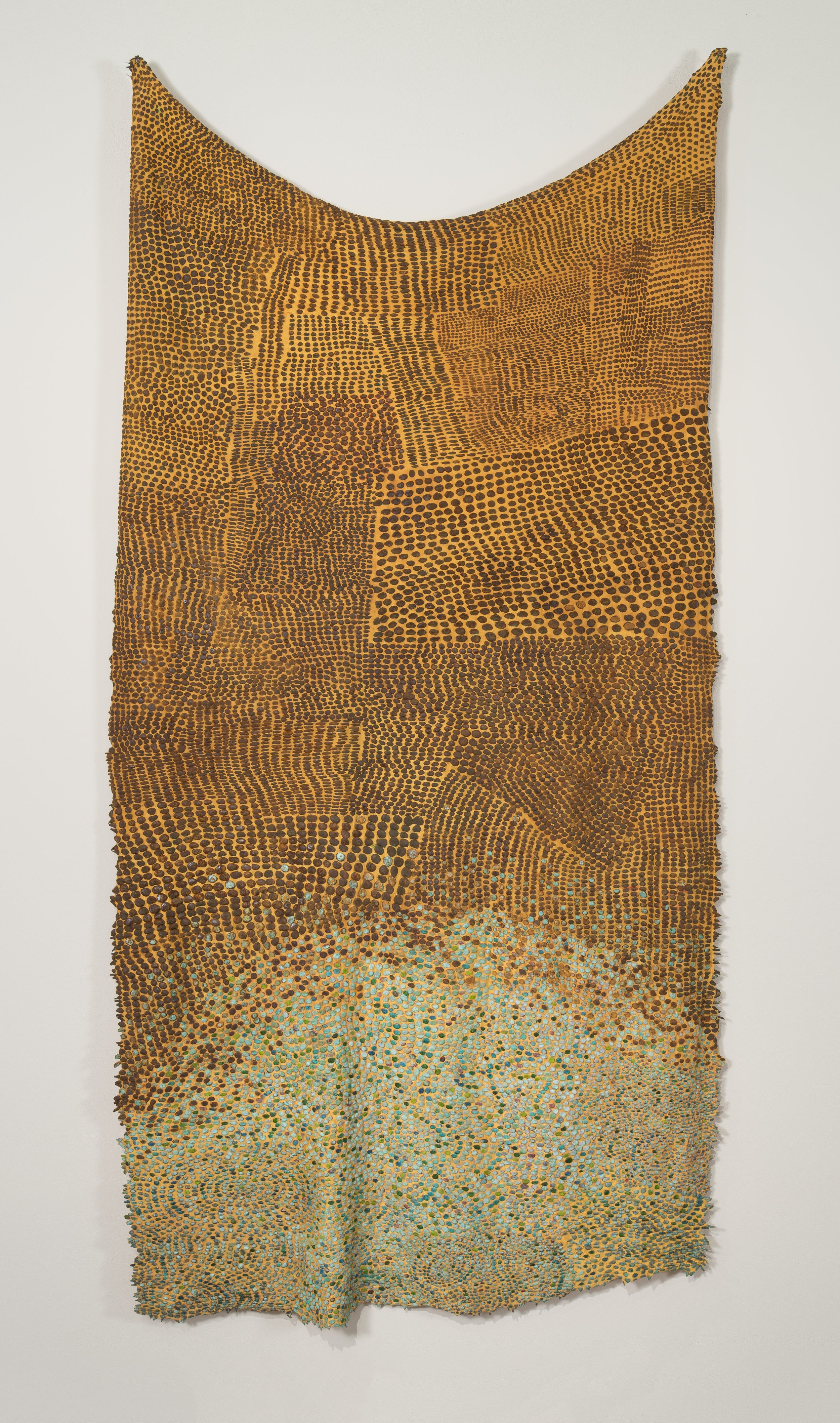   Soulskin: Seeding the Prairie   nylon, iron, copper, pigment / manual cloqué  82" x 42" 1999 