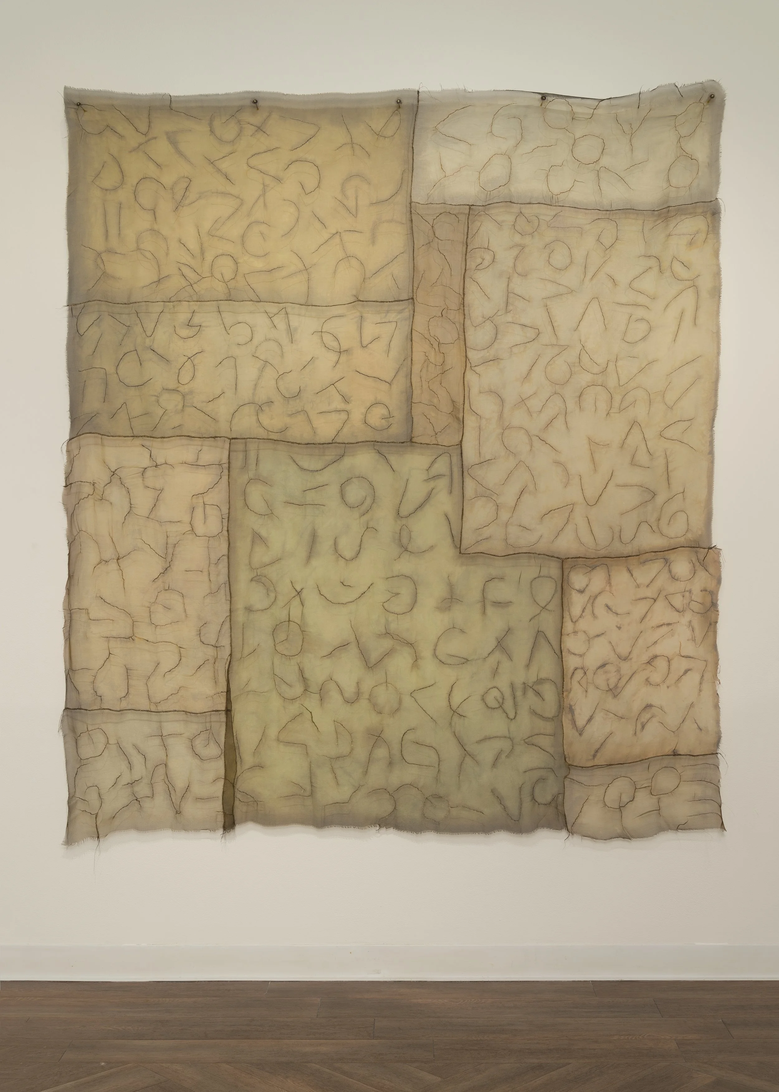 Calligraphy of the Earth Silk, thread / dyed, hand-stitched 84" x 76" 2007