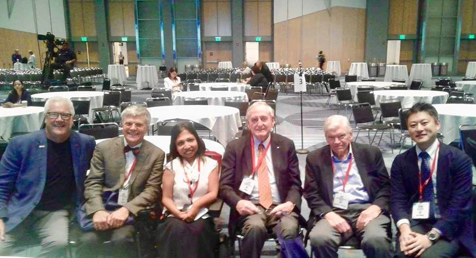 L-R, Dr. Larry Suva, co-discover of PTHrP, currently a Professor at the Univ. of Texas; Dr. Harald Juepnner at MGH; Prof. Jack Martin, co-discover of PTHrP, currently at Univ. Melbourne; Dr. John T. Potts, first to report sequence structure and chemical synthesis of PTH; Dr. Hiroshi Saito, clinical fellow studying natural history of Jansen’s with Dr. Jueppner at MGH.