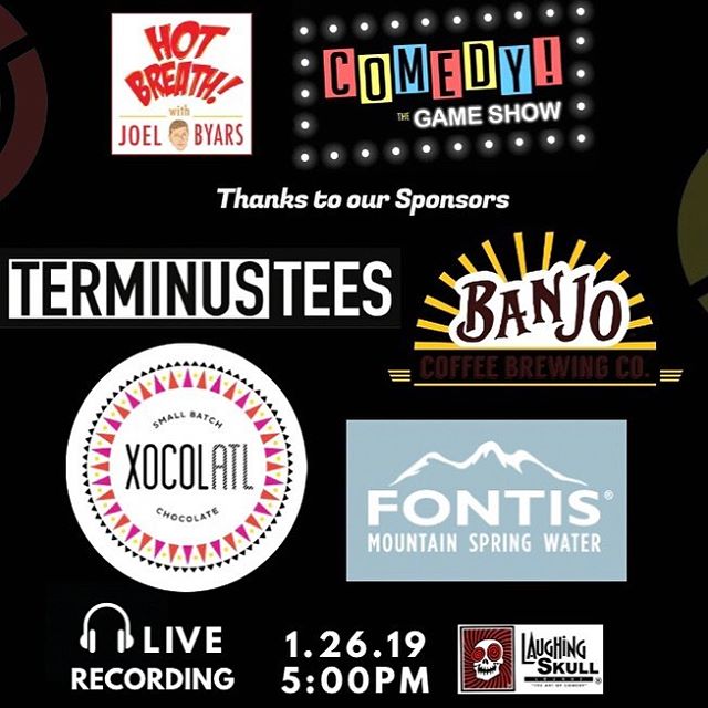 🎟 http://bit.ly/2RFBBTa 🎟
We have some amazing local businesses sponsoring the show along with some amazing prizes and giveaways!
#atlcomedy #gameshow #laughingskull #comedyclub #standupcomedy #terminustees #banjocoldbrew #fontiswater #hotbreathpod