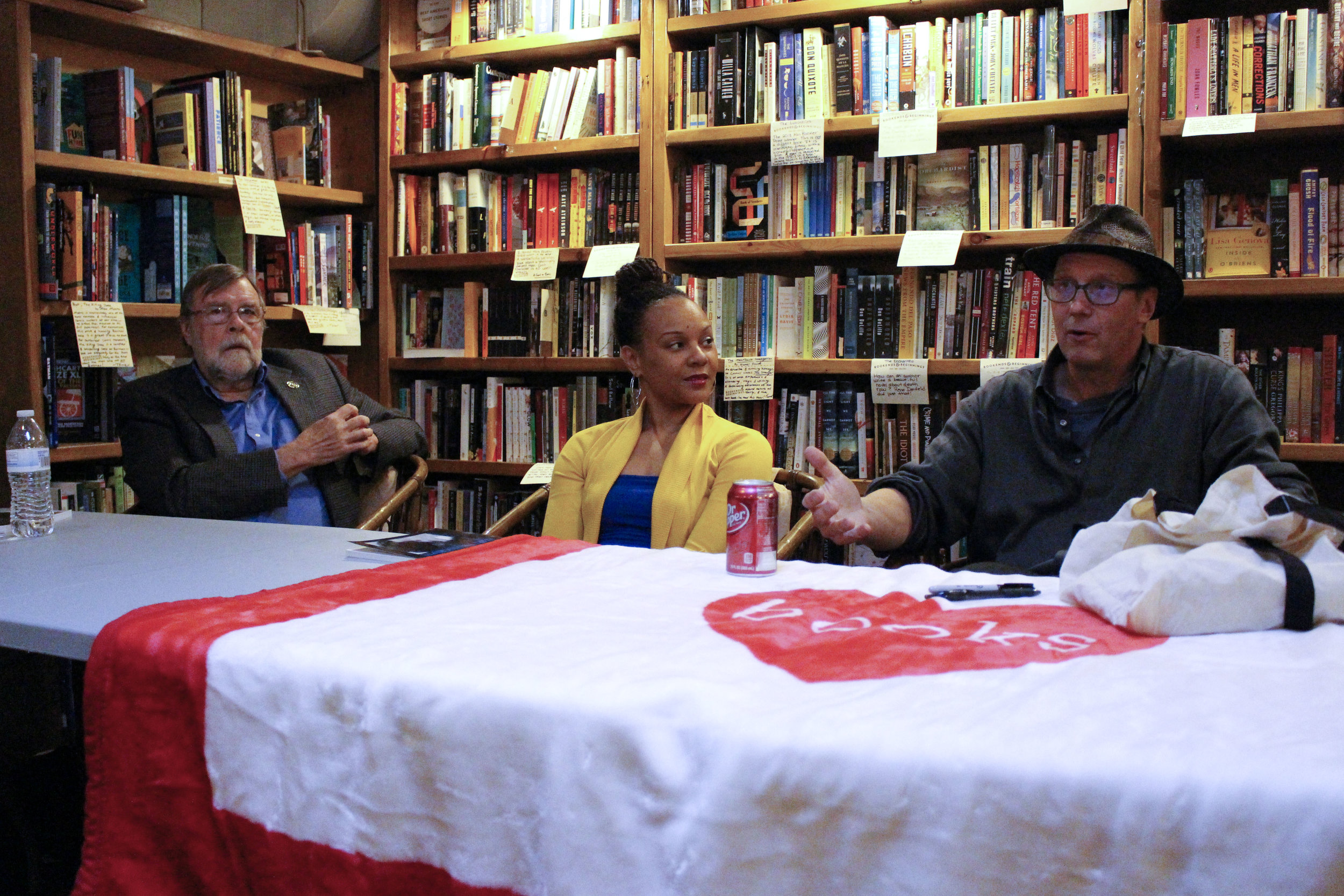 Michael Raleigh, Nambi E. Kelley, and Donald G. Evans at Bookends & Beginnings.