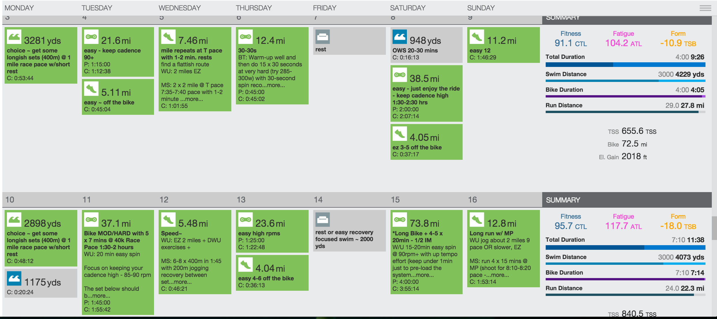 SAMPLE TRIATHLON TRAINING PLAN — Coach Karen