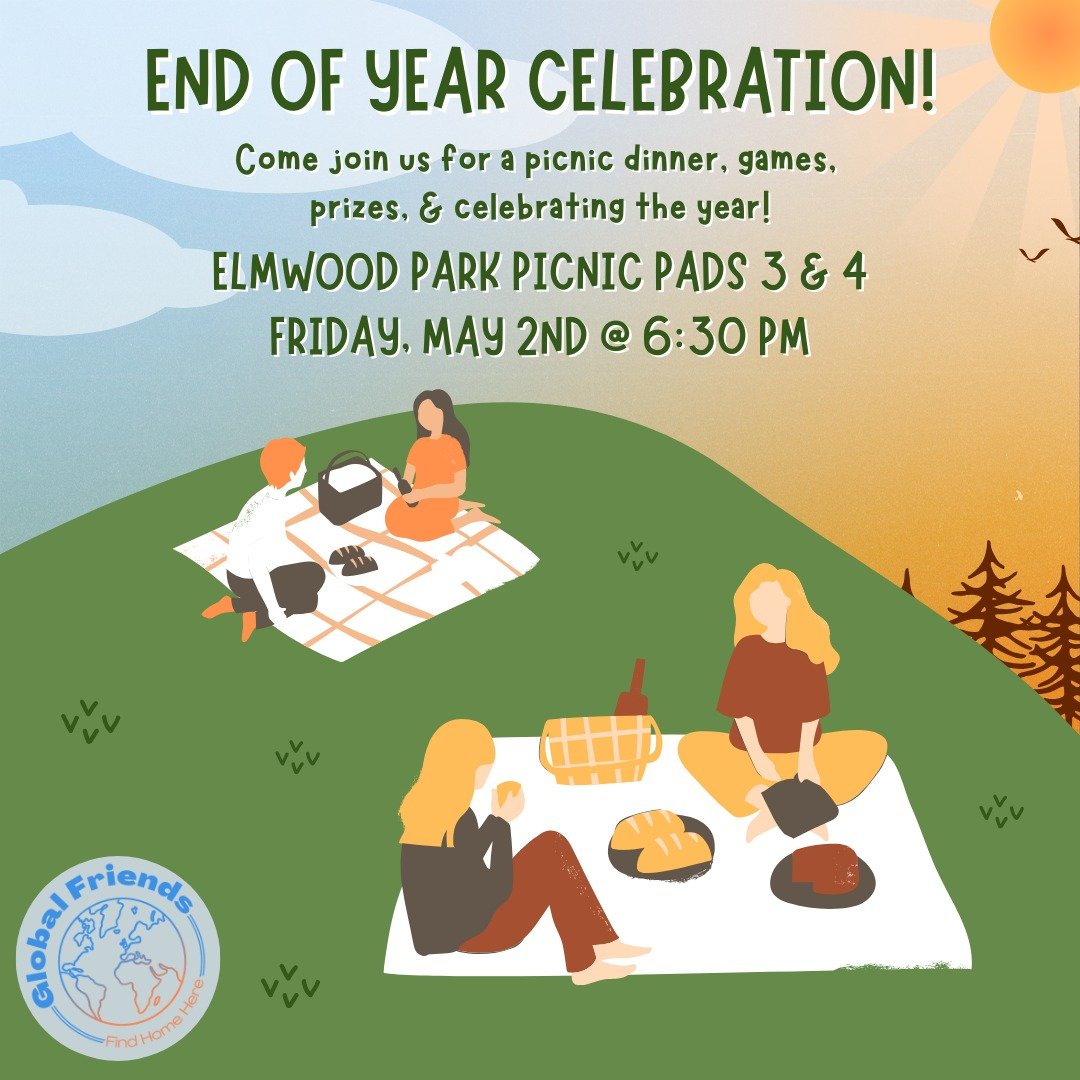 🥳 The semester is coming to a close and we are excited to celebrate the year with you! 

Join us on Friday at Elmwood Park for dinner, friends, outside games, prizes (including a bike), and sending off our graduates! 🥗🍪🚲🥏👋🏽 See you there!