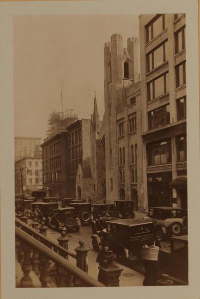  316-300 West 46th Street, west of, adjoining, and at the S.W. corner of Eight Avenue. Saint Luke's Church (Evangelical Lutheran) is in the centre.  October 22, 1927. P. L. Sperr. New York Public Library’s Irma and Paul Milstein Division of United St