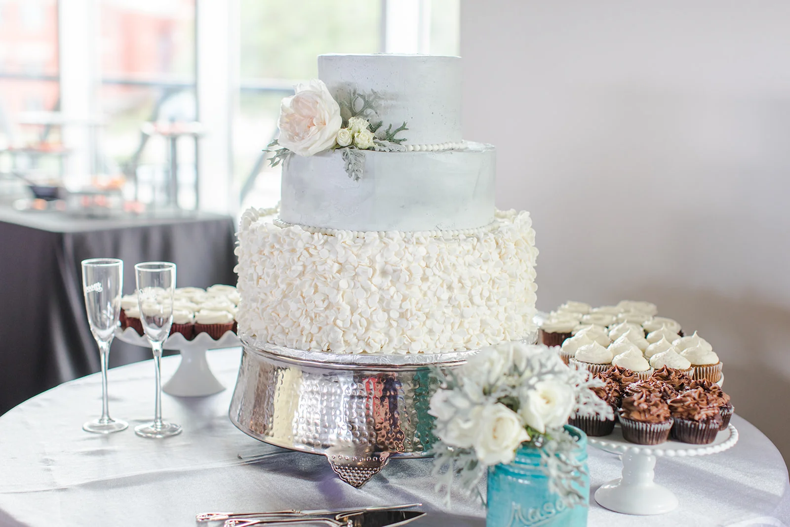 Photo By: Pamela Dunlap Photography Cake and Cupcake: Iazzabees Confectionaries