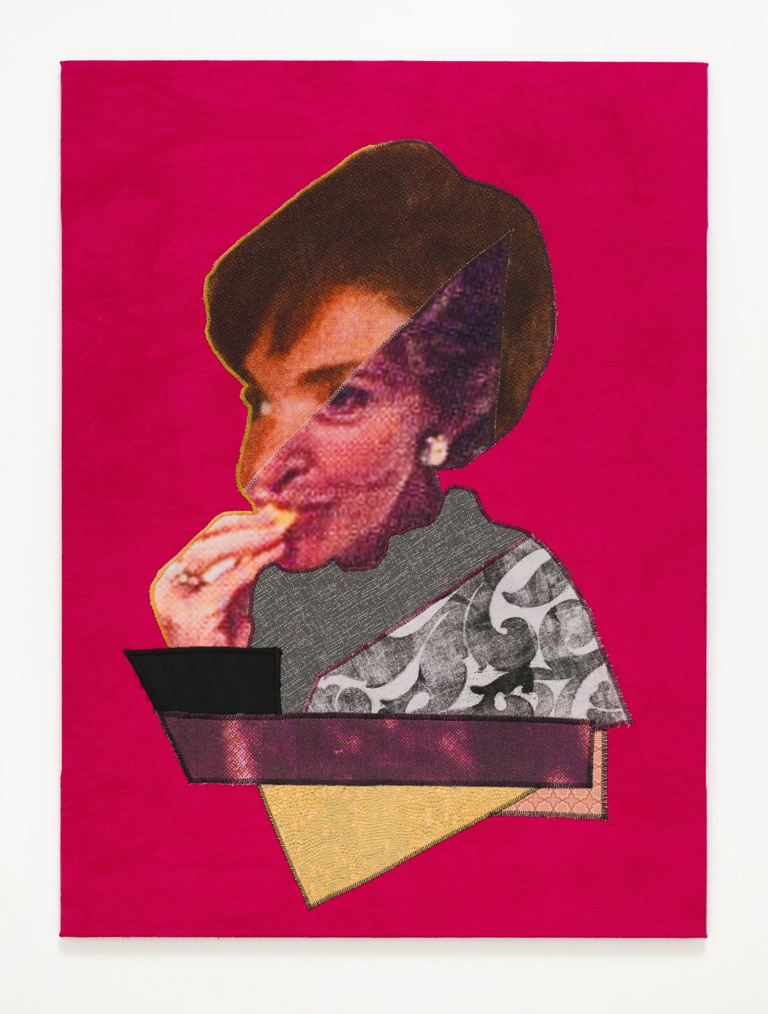 A portrait mashup of Jackie Kennedy and Nancy Reagan nibbles a cracker.