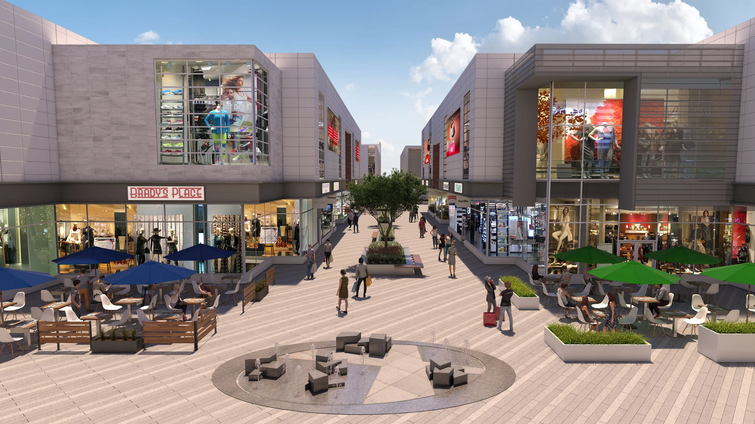 View of Central Pedestrian Walkway Facing South