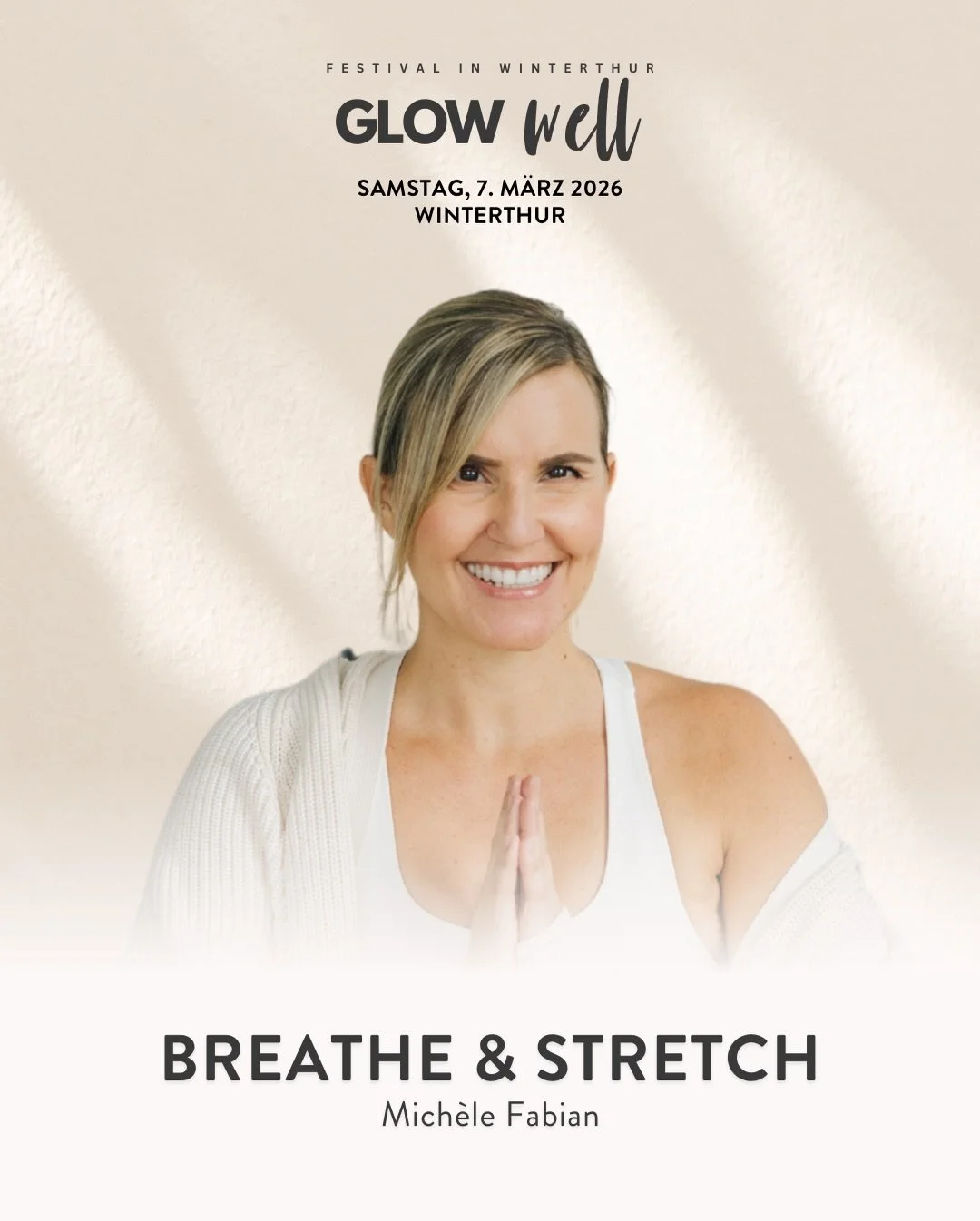 🌬️ Breathe &amp; Stretch am Glow Well Festival

Creating Space: Klarheit im Kopf, Leichtigkeit im K&ouml;rper. Diese Breathe &amp; Stretch Session mit @bewell.michele bringt dich aus dem Kopf in den K&ouml;rper und begleitet dich mit frischer Energi