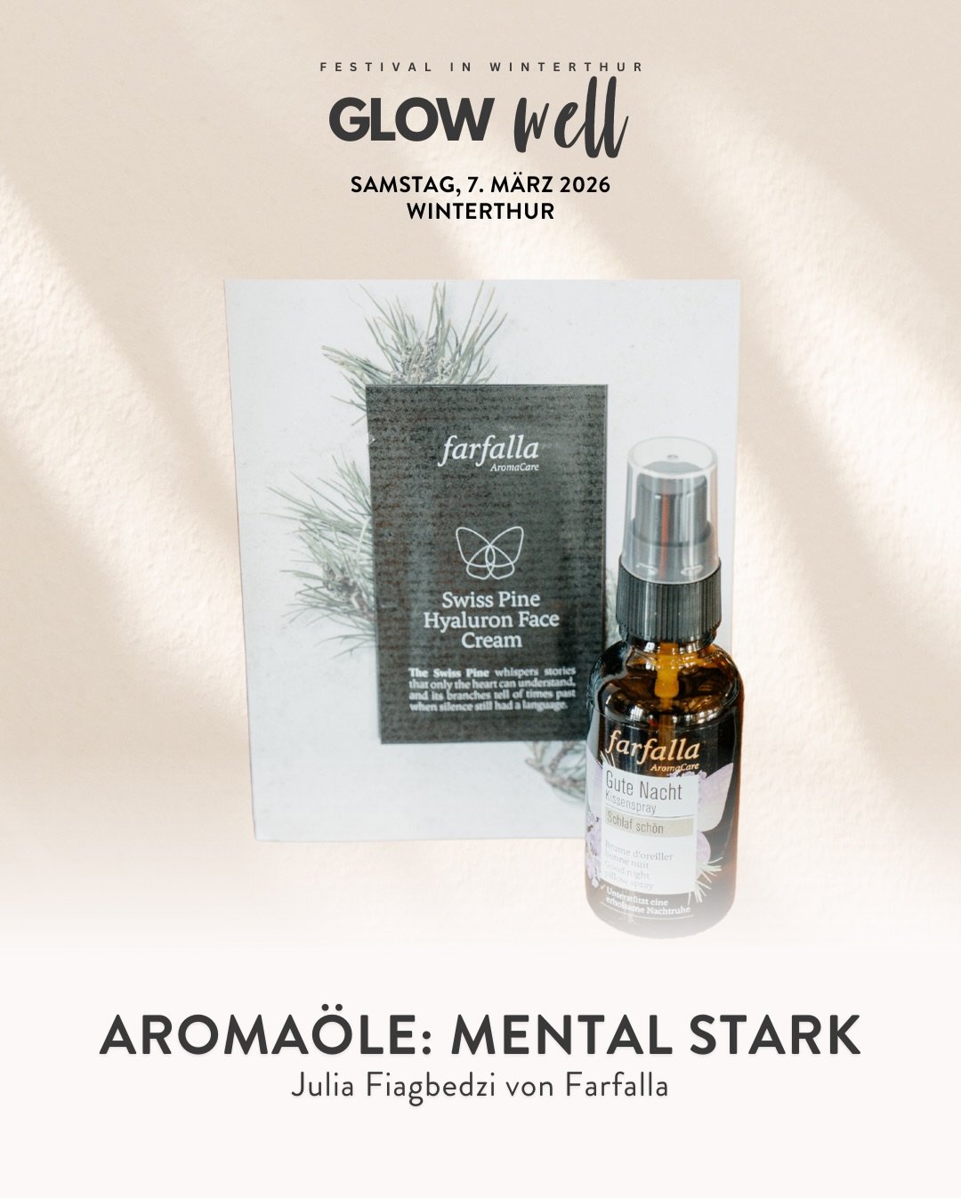 🌱 Mental stark mit Aroma&ouml;len
Workshop am Glow Well Festival mit @farfalla.aromacare

Erfahre mehr &uuml;ber die vielf&auml;ltigen Eigenschaften der &auml;therischen &Ouml;le und wie sie die Gesundheit beeinflussen k&ouml;nnen.

Aromatherapie ka
