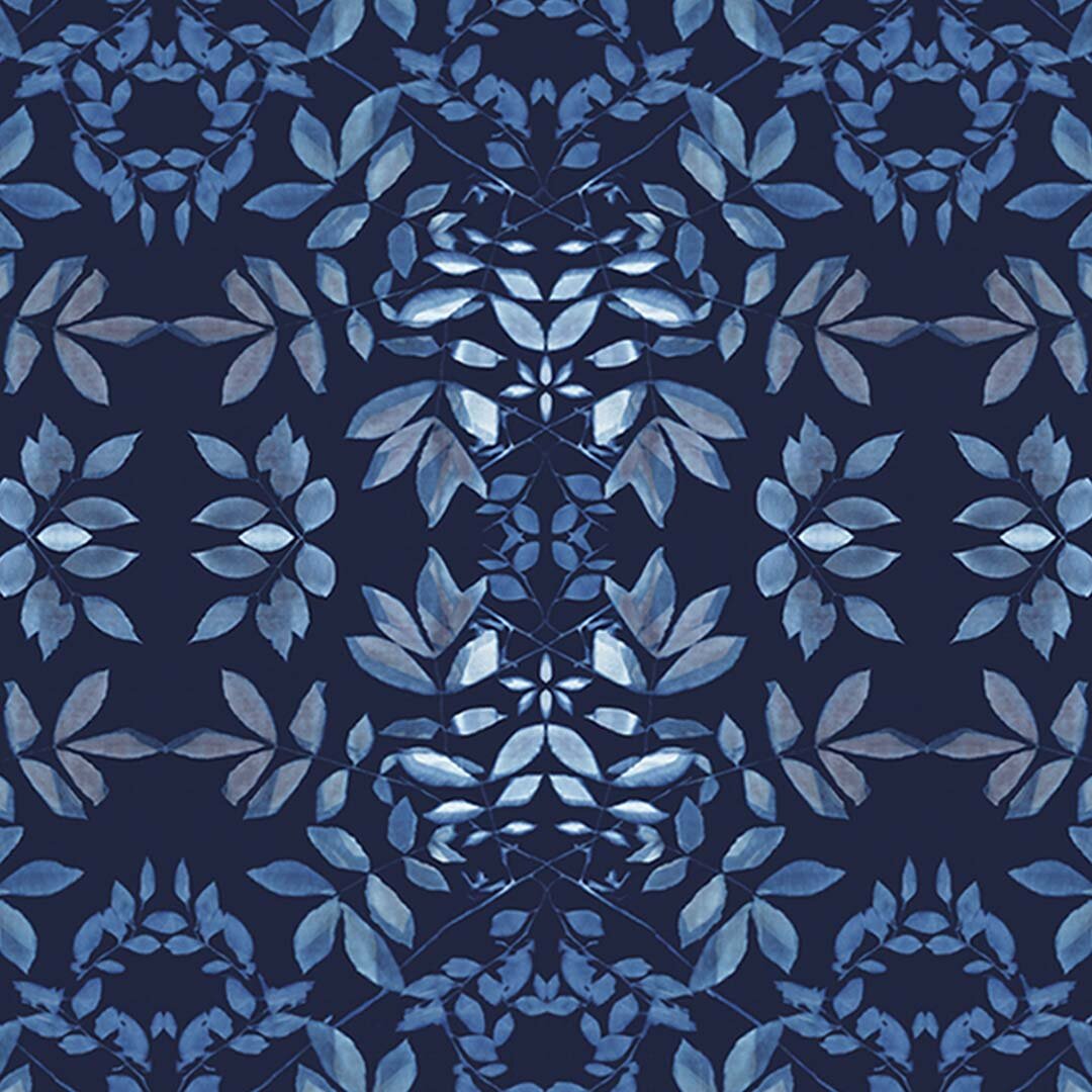 Cyanotype Botanical Leaves Fabric