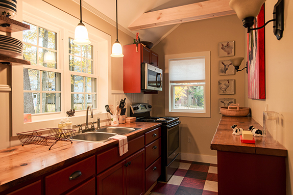 Fully equipped galley kitchen.