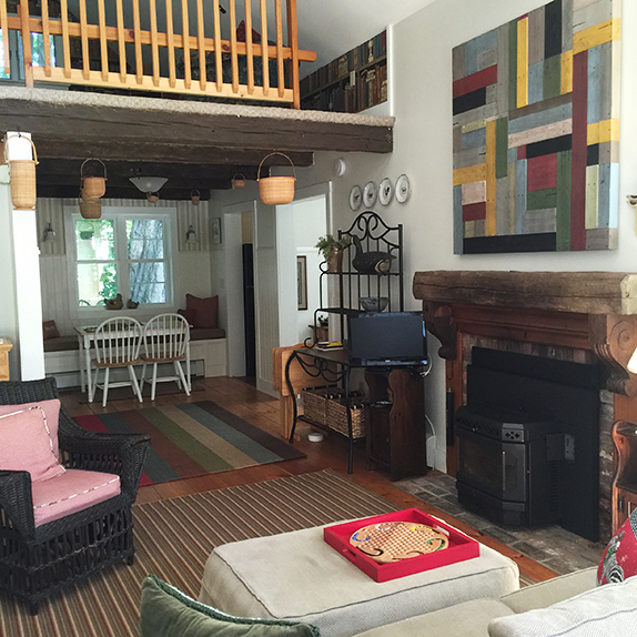 Looking into the dining area from the living room.