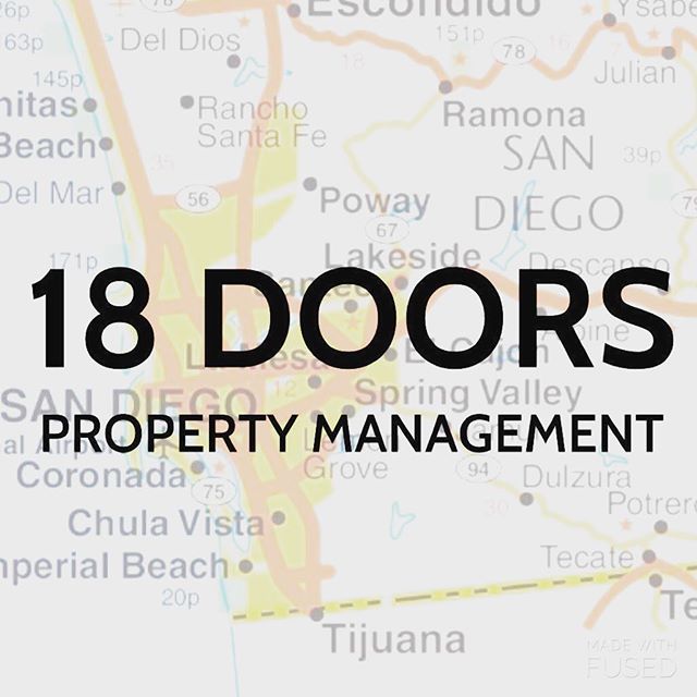 18 Doors is definitely on the map here in San Diego.  Happily serving amazing property owners, partnering with the best realtors and taking care of great tenants throughout America&rsquo;s finest city.  Check out 18DOORS.COM for your Monday update of