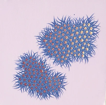 Coral Acrylic and oil pen on canvas 2015 6" x 6"