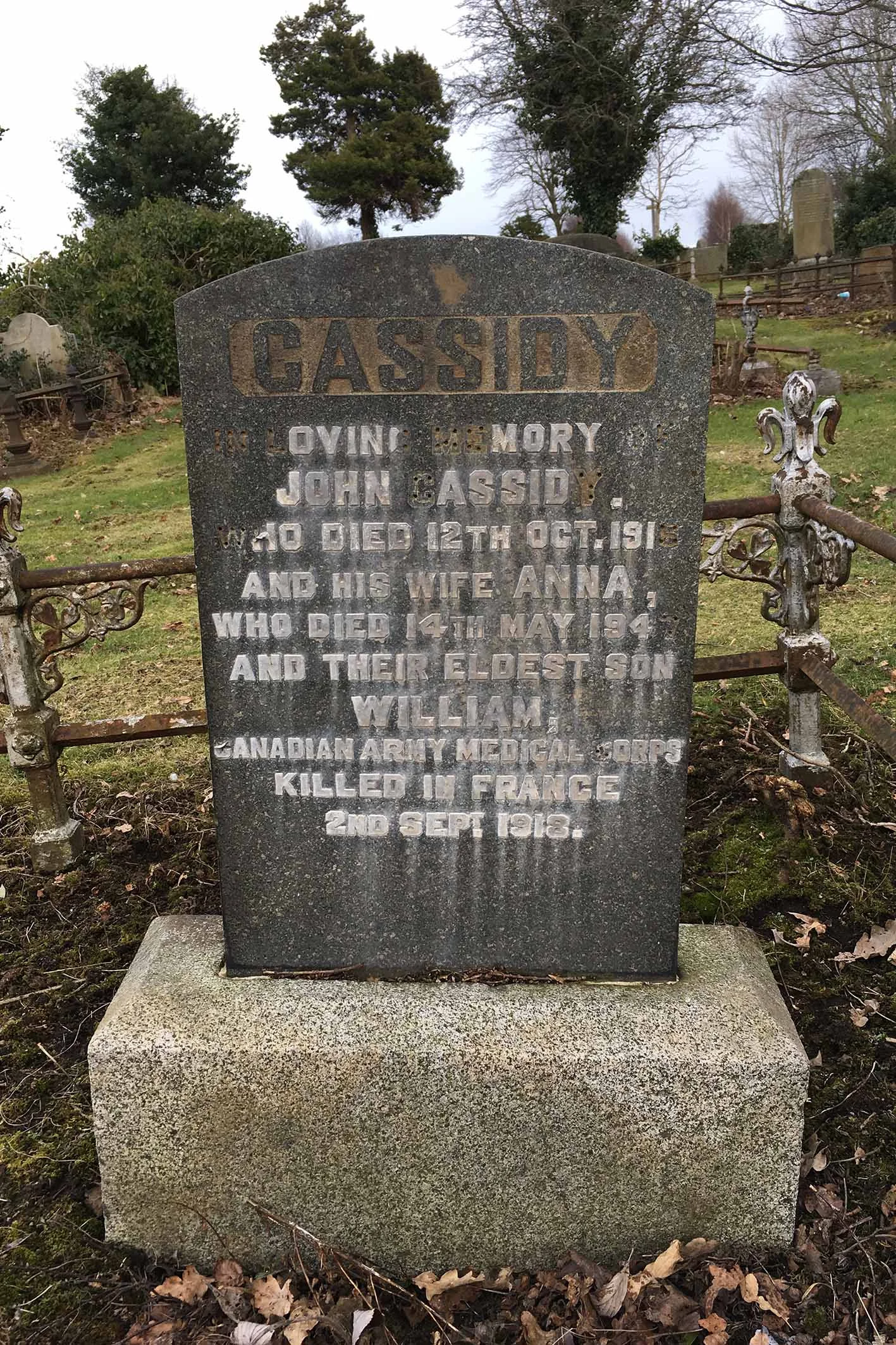 Family headstone in Belfast City Cemetery