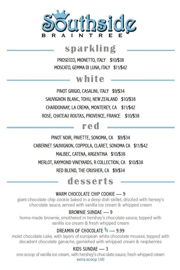 Drink SouthSide Tavern Restaurant in Braintree Restaurants in